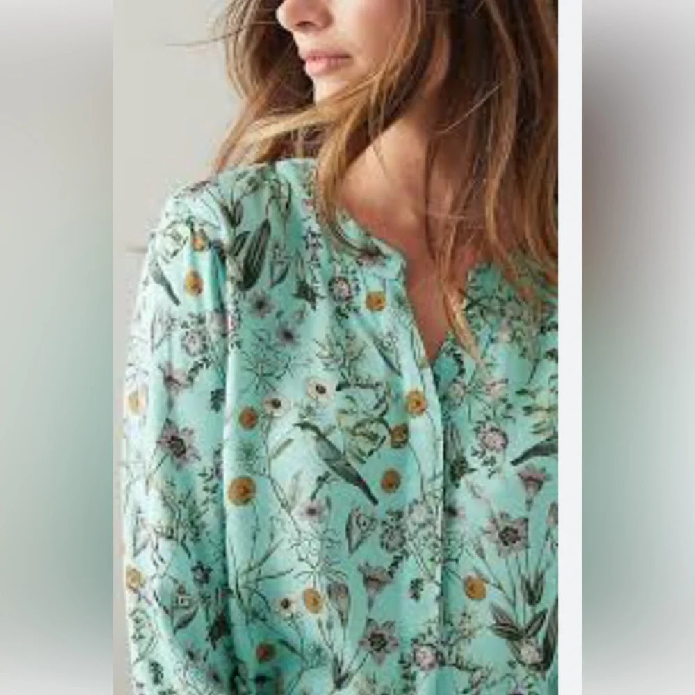 J Jill Floral Bird Print Women's Top - Picture 2 of 16